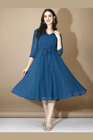 Corsica Women Chevron Printed A-Line Midi Dress