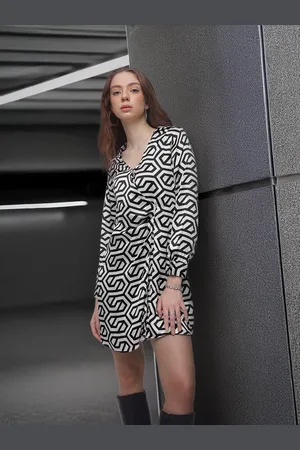 French Connection Printed Satin A-Line Mini Dress