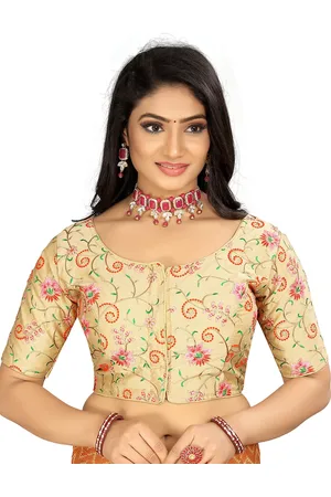 HERE&NOW Women Embroidered Round Neck Saree Blouse