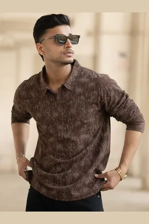 Powerlook Men Abstract Printed Polo CollarT-shirt
