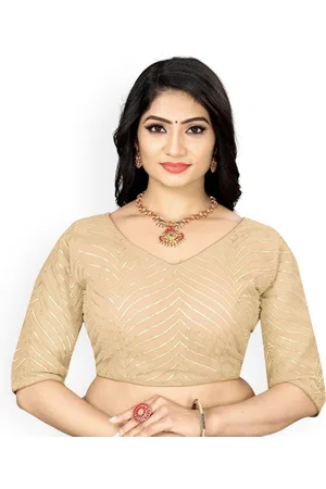 HERE&NOW Women Embroidered Gotta Patti V-Neck Saree Blouse