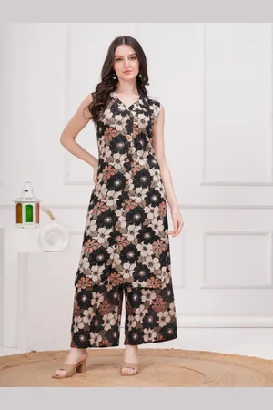 JC4U Floral Printed Straight Kurta With Palazzo