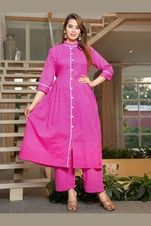Aujjessa Floral Self Design Pure Cotton Maternity Anarkali Kurta With Palazzos