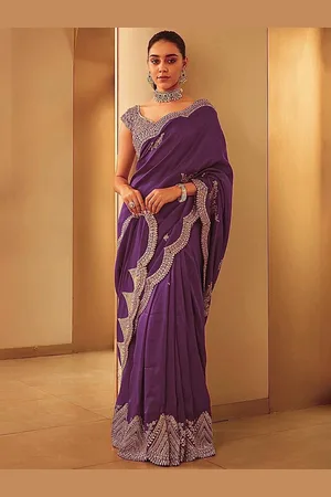 Moda Rapido Women Sequinned Saree With Blouse Piece