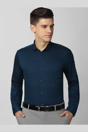 Peter England Men Navy Blue Slim Fit Opaque Printed Formal Shirt