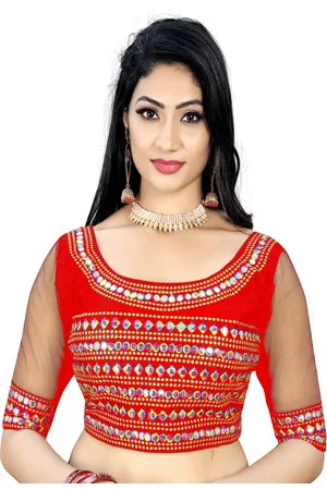 HERE&NOW Women Embroidered Round Neck Saree Blouse