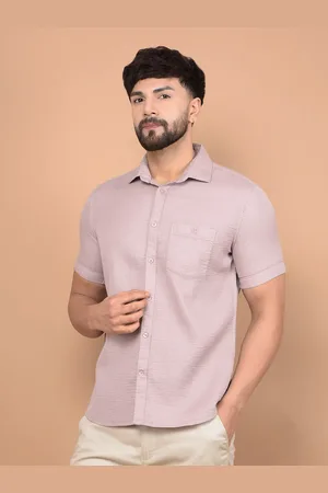 Crimsoune Club Men Premium Slim Fit Cutaway Collar Textured Cotton Casual Shirt