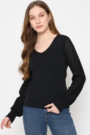 MADAME Women V-Neck Fitted Top