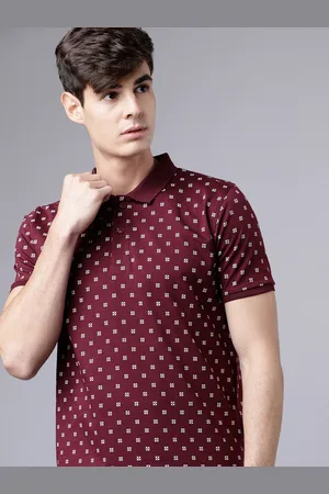 Highlander Men Polka Dot Printed Polo Collar Slim Fit T-shirt