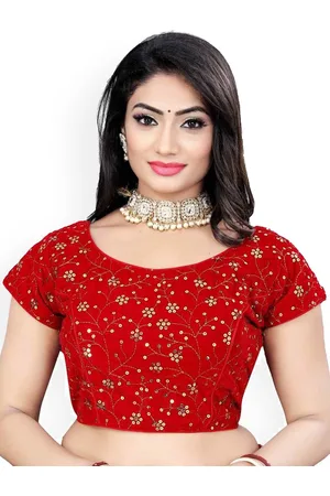 HERE&NOW Women Embroidered Velvet Saree Blouse