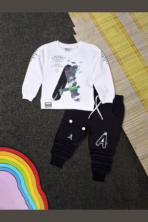 BAESD Boys Printed Pure Cotton Sweatshirt With Joggers
