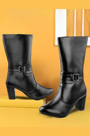 BXXY Women High-Ankle Zipper Boots with Buckle Closure