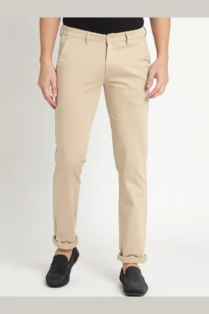 Turtle Men Beige Relaxed Skinny Fit Trousers
