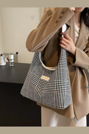 Stylecast Women Checked Shopper Tote Bag