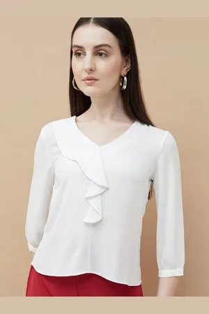 Lifestyle Women Solid V-Neck Top