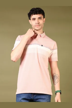 V-Mart Men Colourblocked Polo Collar Cotton T-shirt
