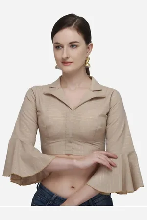 HERE&NOW Women Bell Sleeve Saree Blouse