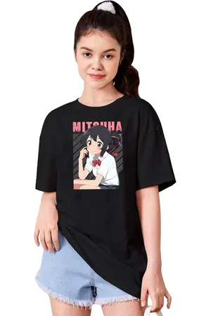 BAESD Girls Typography Printed Drop-Shoulder Sleeves T-shirt