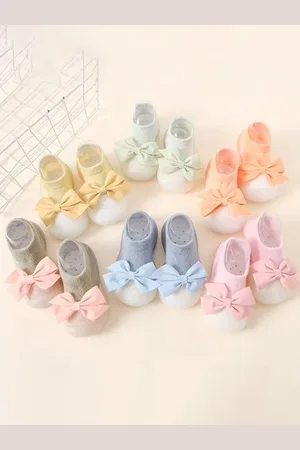 Neska Moda Girls Set of 6 Cotton Booties