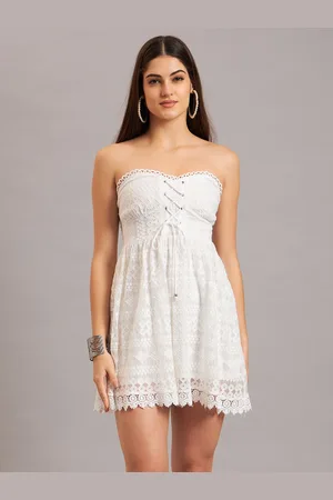 Eavan Women Embroidered Lace A-Line Mini Dress