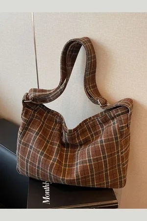 Stylecast Women Checked Shopper Tote Bag
