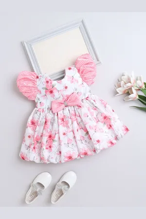 The Magic Wand Girls Floral Printed Puff Sleeve Balloon Dress
