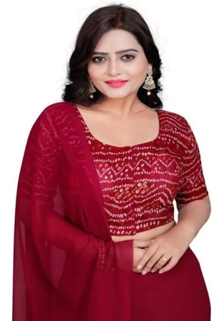 HERE&NOW Women Printed Round Neck Saree Blouse