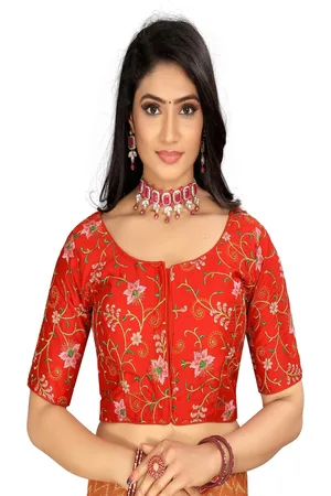 HERE&NOW Women Embroidered Round Saree Blouse