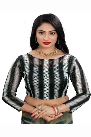 HERE&NOW Women Woven Design Round Neck Saree Blouse