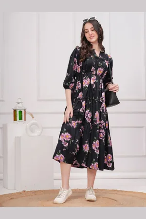 JC4U Women Floral Fit & Flare Midi Dress