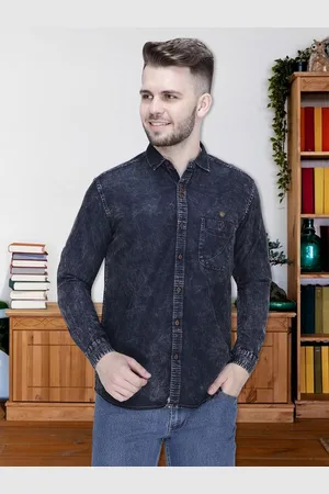 Kuons Avenue Men Black Smart Slim Fit Faded Casual Shirt