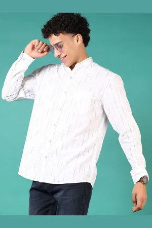 V-Mart Men Band Collar Checked Cotton Casual Shirt