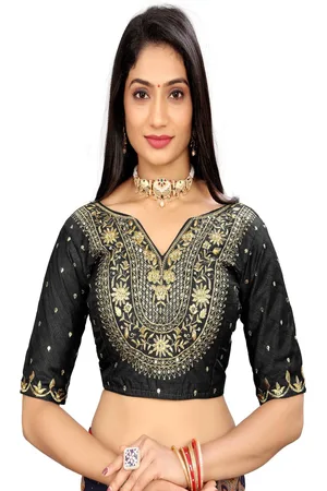 HERE&NOW Women Embroidered V-Neck Saree Blouse
