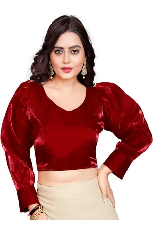 HERE&NOW Women V- Neck Plated Saree Blouse