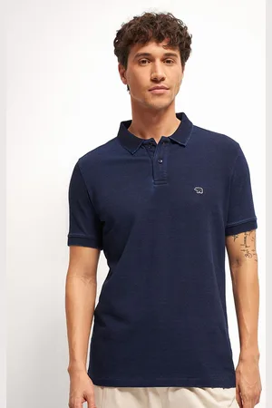 The Bear House Men Self Design Polo Collar Cotton T-shirt