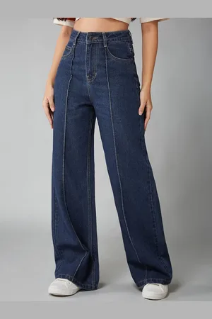 DOLCE CRUDO Women Wide Leg High-Rise Stretchable Jeans