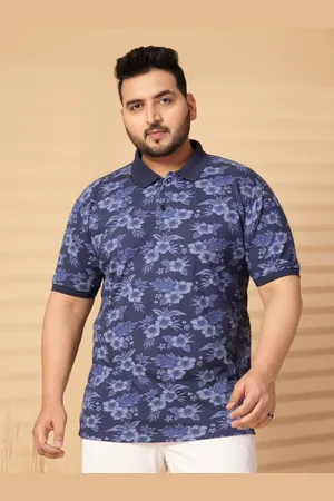 Pluss Men Floral Printed Polo Collar Cotton T-shirt