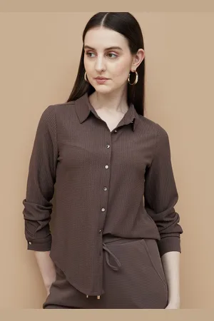 Lifestyle Women Spread Collar Textured Casual Shirt