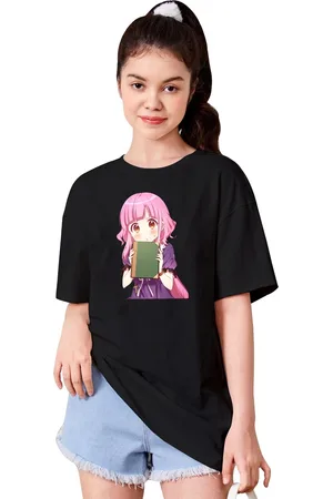 BAESD Girls Typography Printed Drop-Shoulder Sleeves T-shirt