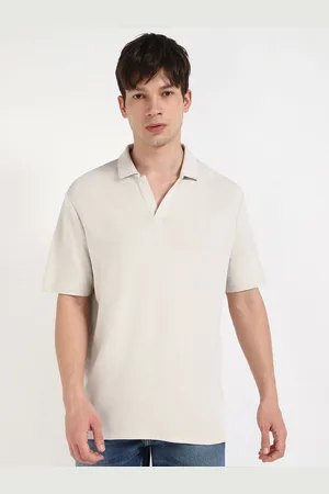 Calvin Klein Men Solid Polo Collar Cotton Relaxed Fit T-shirt