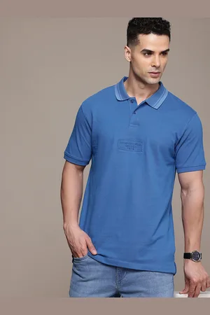 French Connection Minimal Embossed Effect Typography Polo Collar Pure Cotton T-shirt
