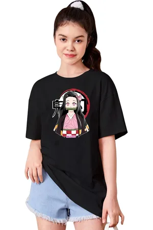 BAESD Girls Typography Printed Drop-Shoulder Sleeves T-shirt