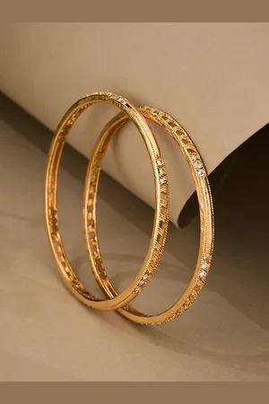 ATIBELLE Set Of 2 Gold Plated Artificial Stone Studded Bangles