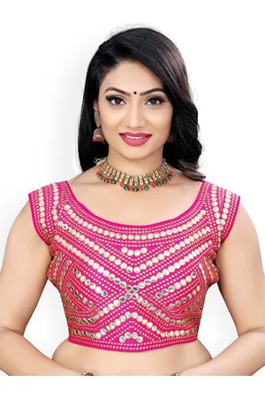 HERE&NOW Women Embroidered Round Neck Saree Blouse