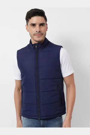 NUMERO UNO Men Mock Collar Solid Lightweight Gilet Jacket