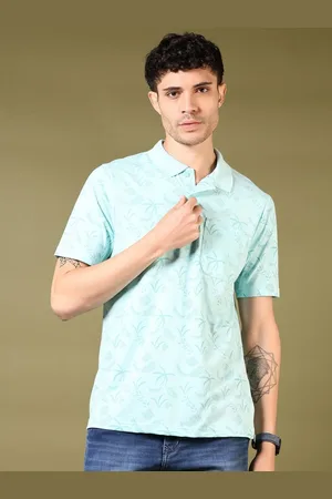 V-Mart Men Floral Printed Polo Collar Cotton T-shirt
