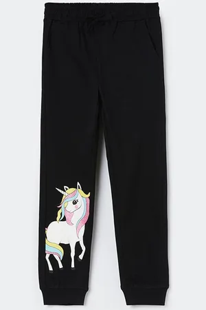 Lifestyle Girls Unicorn Printed Pure Cotton Joggers Track Pants