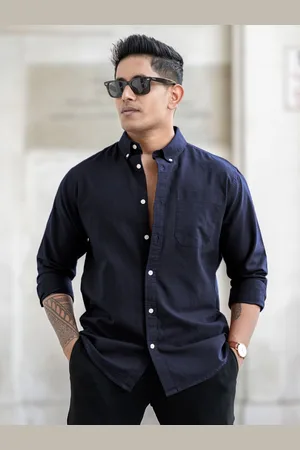 Powerlook Men Regular Fit Button-Down Collar Solid Cotton Casual Shirt