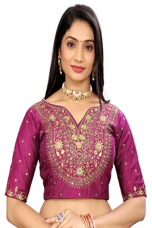HERE&NOW Women Embroidered V-Neck Saree Blouse