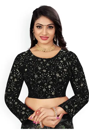 HERE&NOW Women Embroidered Velvet Saree Blouse